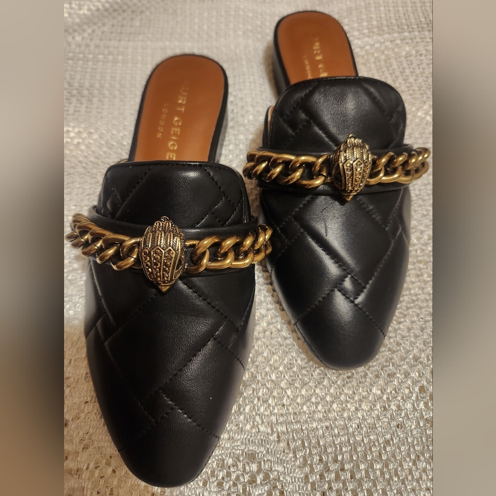 Kurt Geiger Black Leather Mule Size 6.5